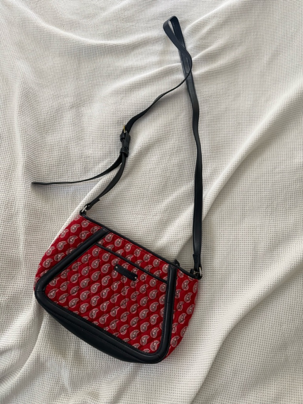 Vera Bradley Red Paisley Crossbody with Navy Trim